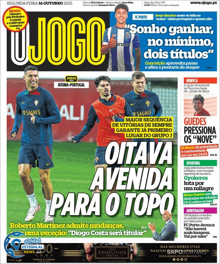 روزنامه ورزشی اوجوگو دوشنبه 24 مهر 1402 