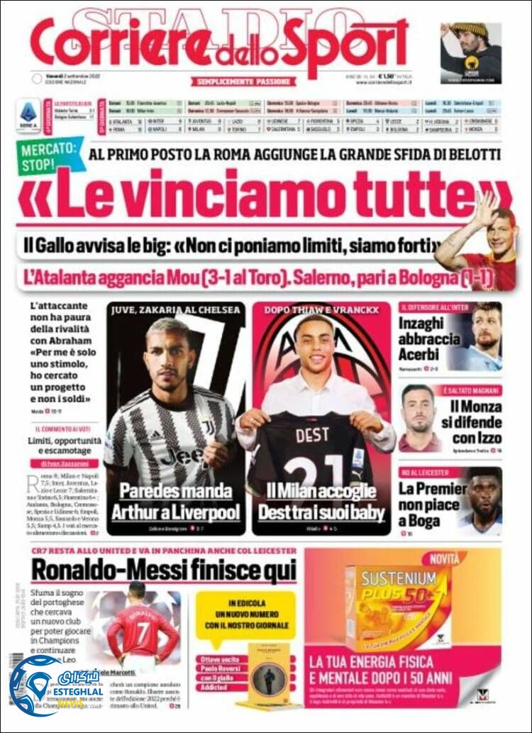 روزنامه ورزشی کوریره دلو اسپورت جمعه 11 شهریور 1401