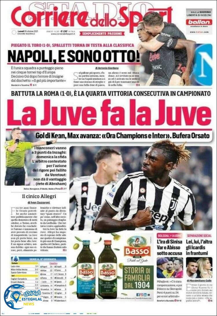 روزنامه ورزشی کوریره دلو اسپورت دوشنبه 26 مهر 1400