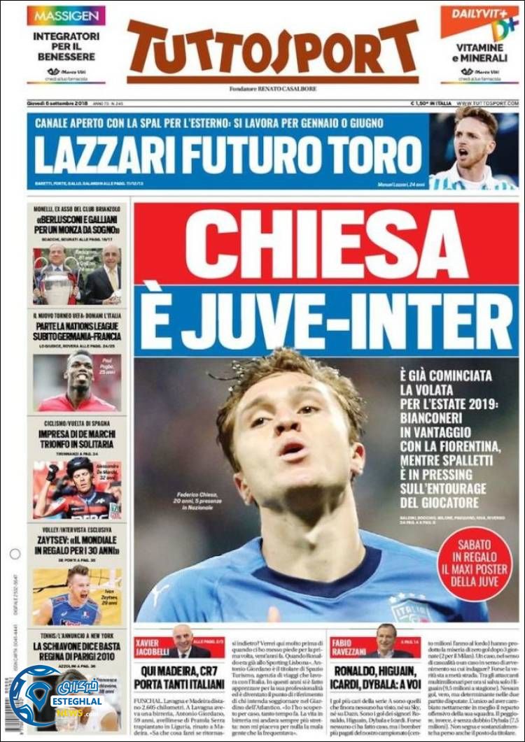 روزنامه ورزشی توتو اسپورت پنجشنبه 15 شهریور 1397