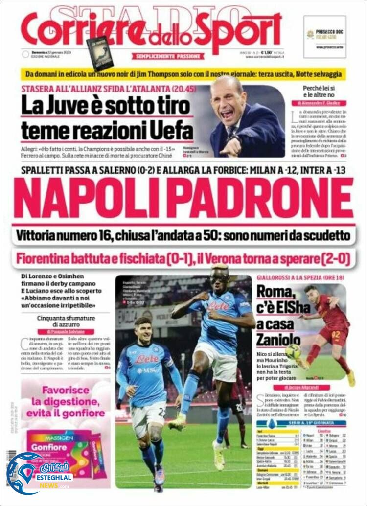 روزنامه ورزشی کوریره دلو اسپورت یکشنبه 2 بهمن 1401 