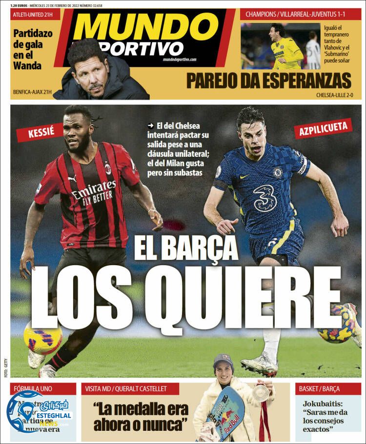 روزنامه ورزشی موندو دپورتیوو چهارشنبه 4 اسفند 1400