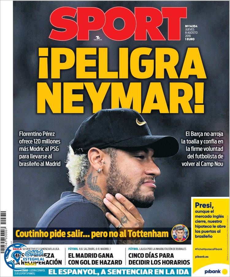 روزنامه ورزشی اسپورت پنجشنبه 17 مرداد 1398