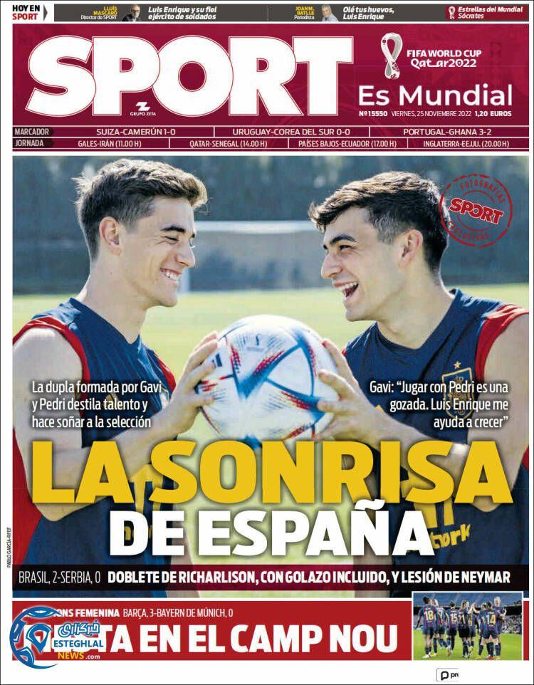 روزنامه  ورزشی اسپورت جمعه 4 آذر 1401 