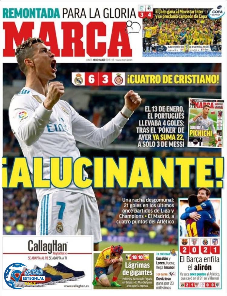 روزنامه مارکا دوشنبه 28 اسفند 1396 