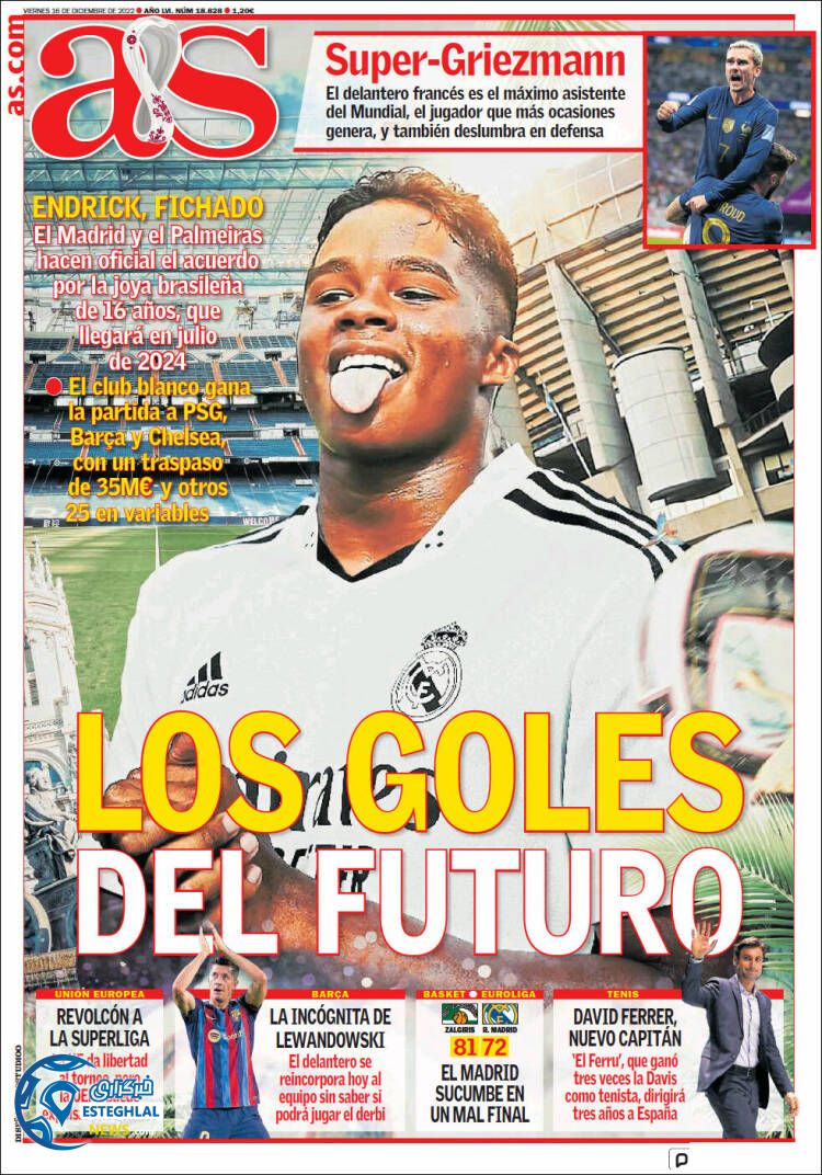 روزنامه  ورزشی آ اس جمعه 25 آذر 1401 