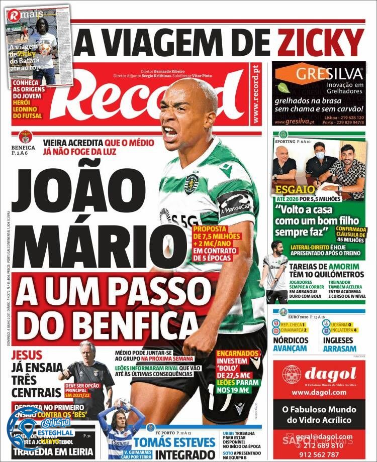 روزنامه ورزشی رکورد یکشنبه 13 تیر 1400