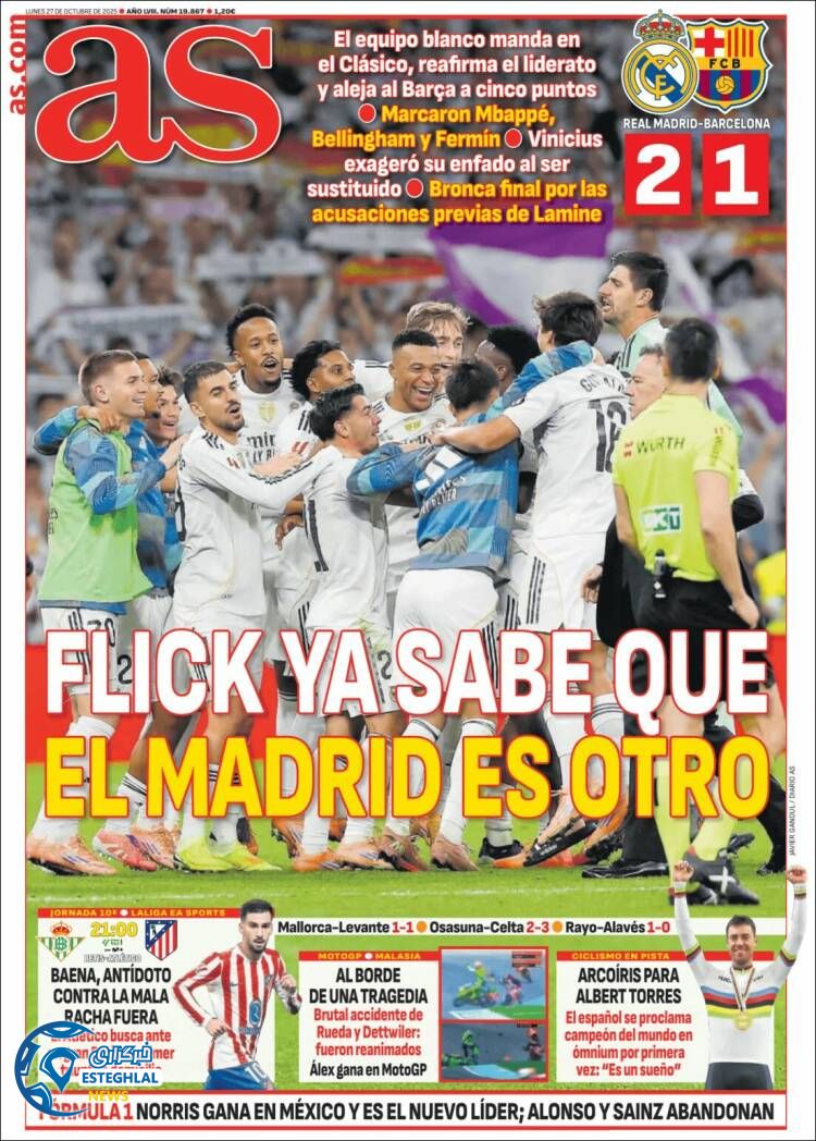 روزنامه  ورزشی آ اس  دوشنبه 5 آبان 1404 