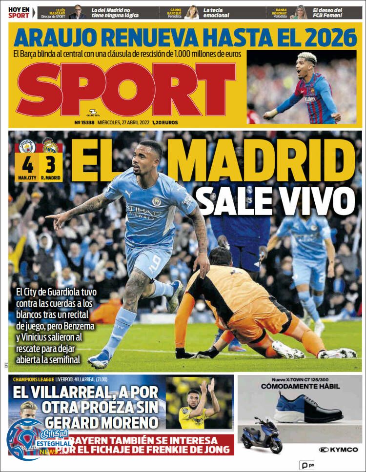 روزنامه ورزشی اسپورت چهارشنبه 7 اردیبهشت 1401