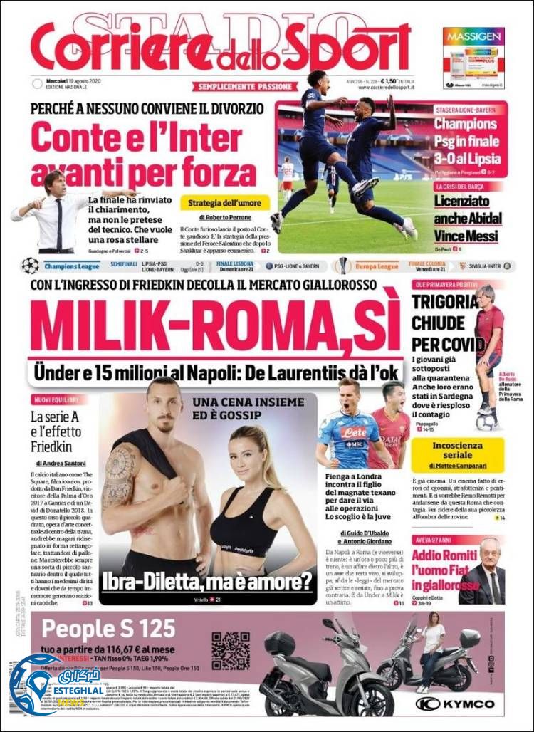 روزنامه ورزشی کوریره دلو اسپورت چهارشنبه 29 مرداد 1399