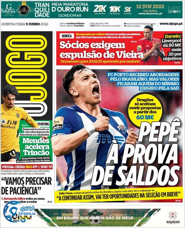 روزنامه ورزشی اوجوگو پنجشنبه 19 خرداد 1401