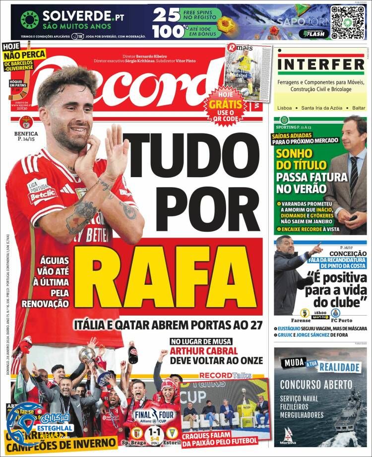 روزنامه  ورزشی رکورد یکشنبه 8 بهمن 1402 