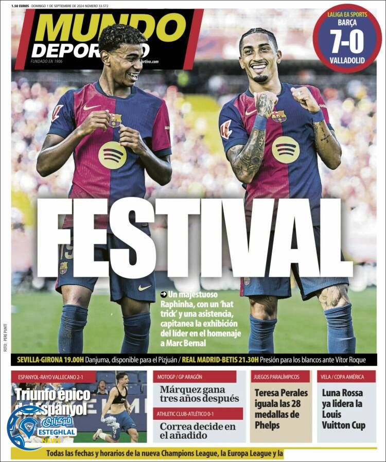 روزنامه ورزشی موندو دپورتیوو یکشنبه 11 شهریور 1403 