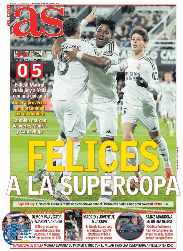 روزنامه  ورزشی آ اس سه شنبه 18 دی 1403 