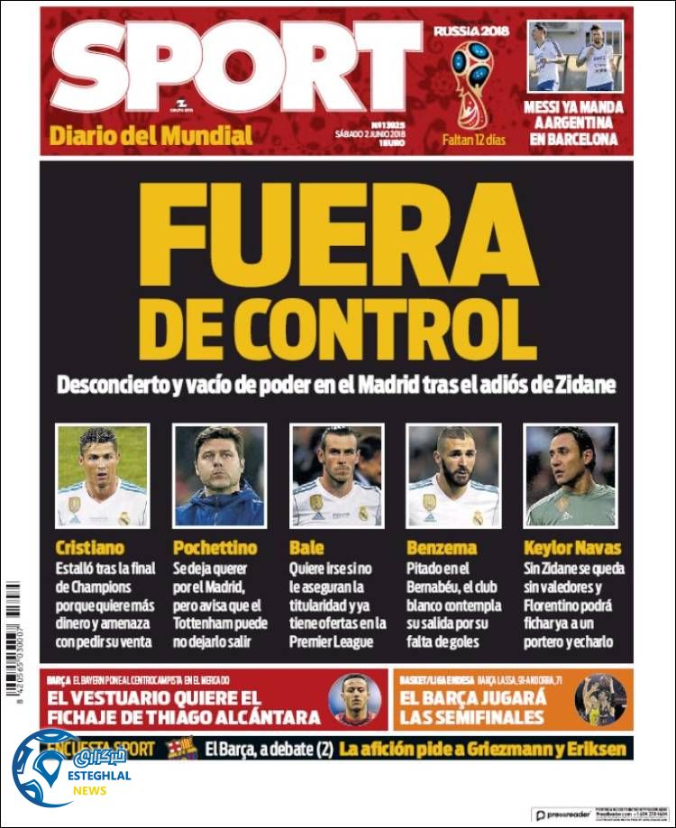 روزنامه ورزشی اسپورت شنبه 12 خرداد 1397