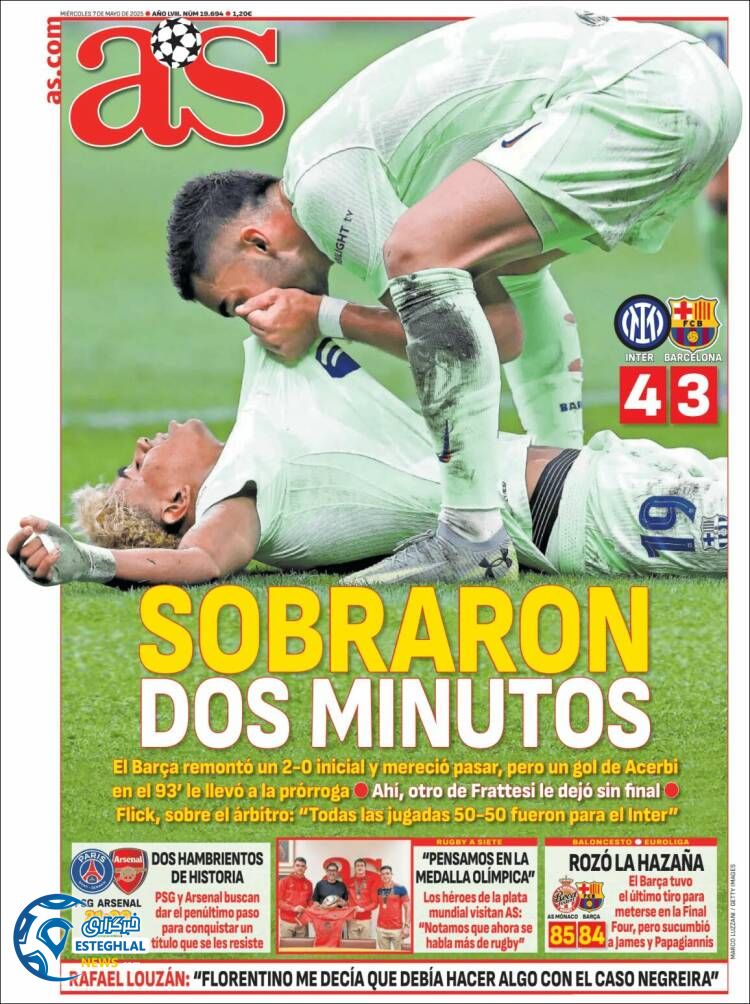 روزنامه ورزشی آ اس چهارشنبه 17 اردیبهشت 1404 