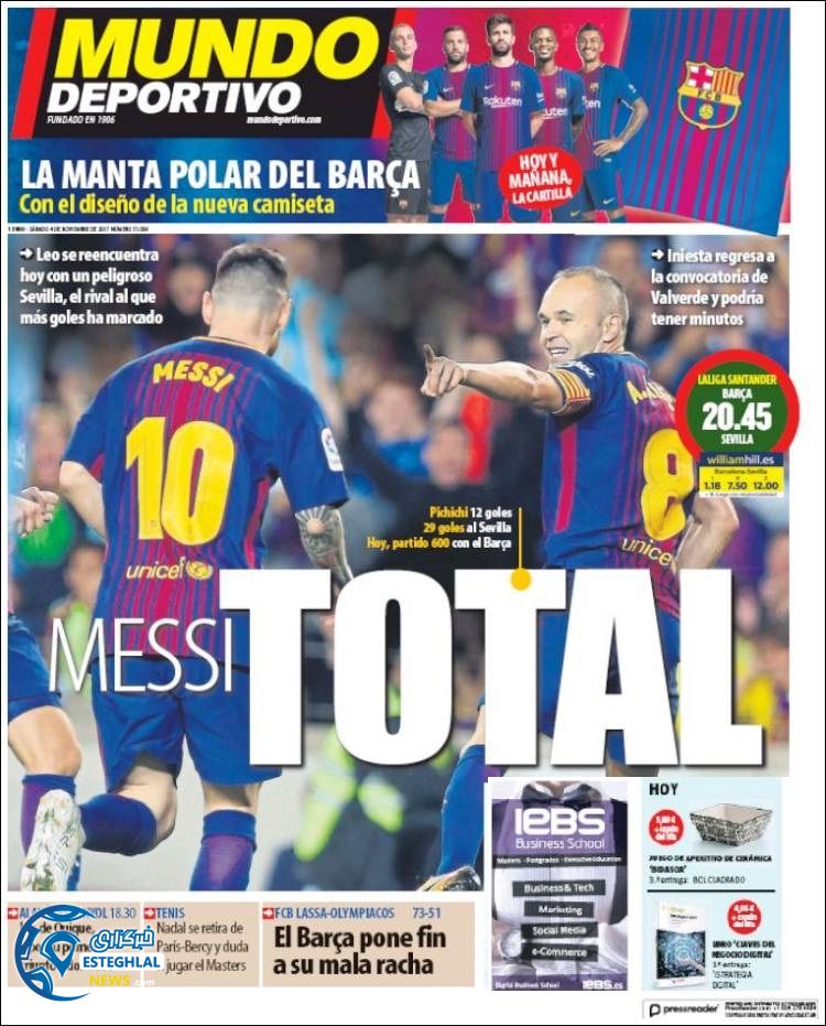 روزنامه موندودپورتیوو شنبه 13 آبان 1396 