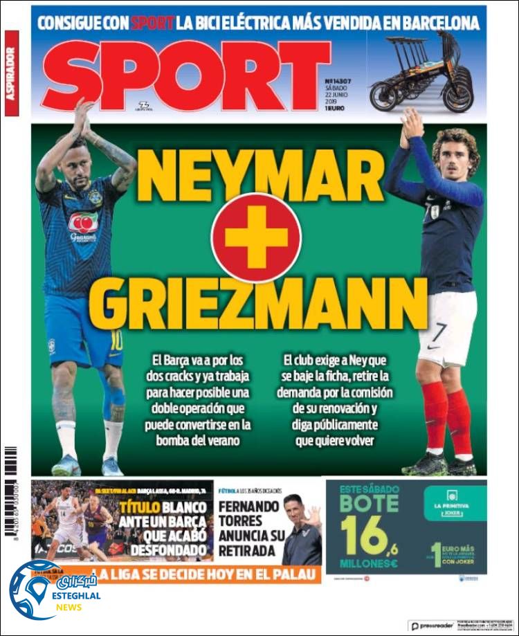 روزنامه ورزشی اسپورت شنبه 1 تیر 1398