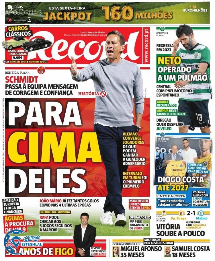 روزنامه ورزشی رکورد جمعه 13 آبان 1401