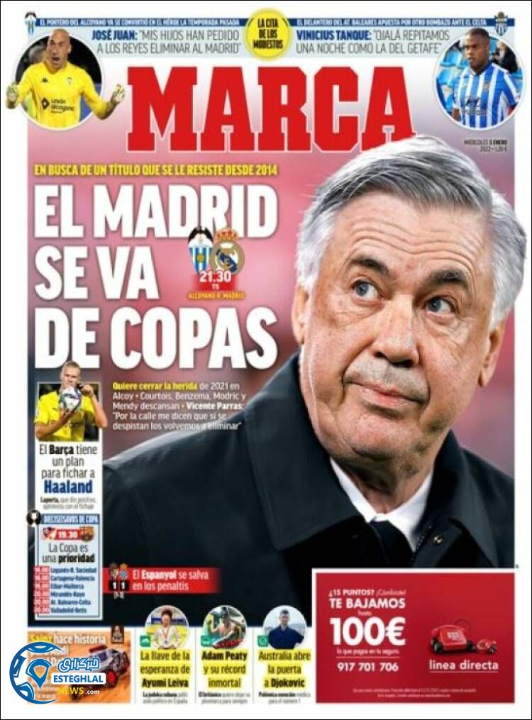 روزنامه ورزشی مارکا چهارشنبه 15 دی 1400