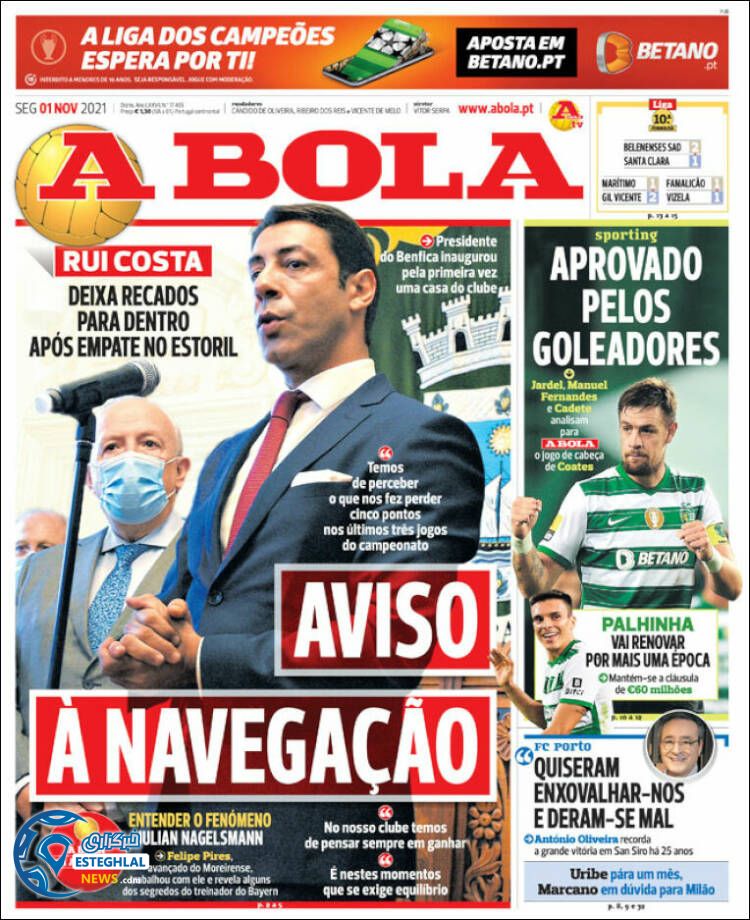 روزنامه ورزشی آبولا دوشنبه 10 آبان 1400