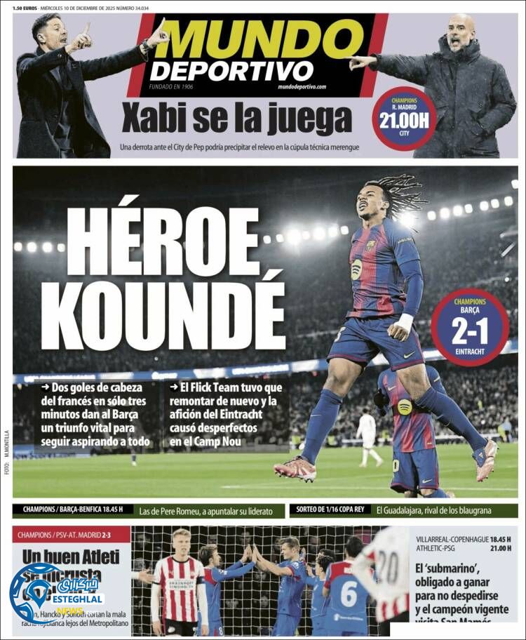 روزنامه  ورزشی موندو دپورتیوو چهارشنبه 19 آذر 1404 