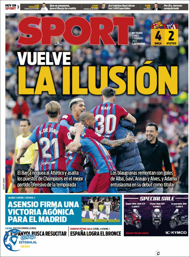 روزنامه ورزشی اسپورت دوشنبه 18 بهمن 1400