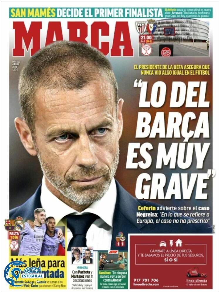 روزنامه  ورزشی مارکا سه شنبه 15 فروردین 1402 