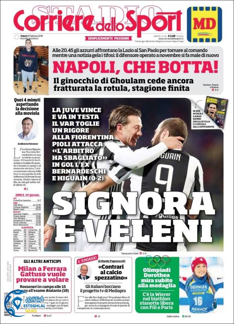 روزنامه ورزشی کوریره دلو اسپورت شنبه 21بهمن 1396