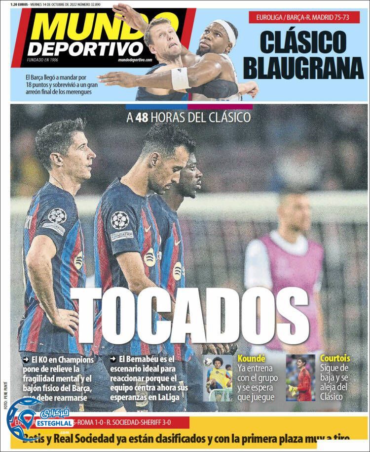 روزنامه ورزشی موندو دپورتیوو جمعه 22 مهر 1401 