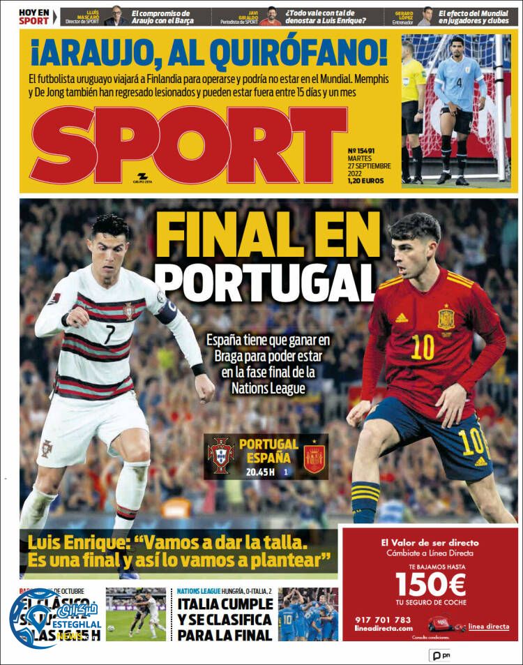 روزنامه ورزشی اسپورت سه شنبه 5 مهر 1401 