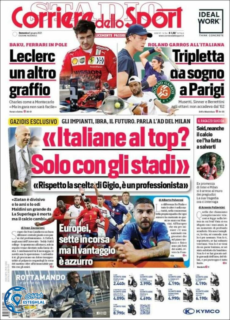 روزنامه ورزشی کوریره دلو اسپورت یکشنبه 16 خرداد 1400