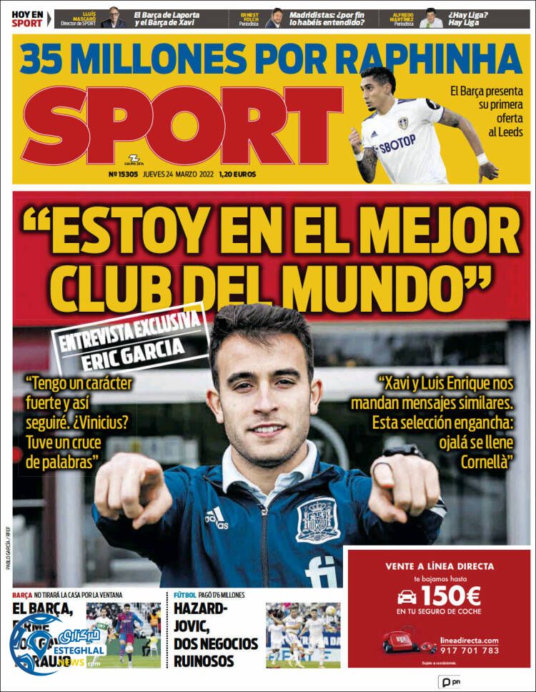 روزنامه ورزشی اسپورت پنجشنبه 4 فروردین 1401