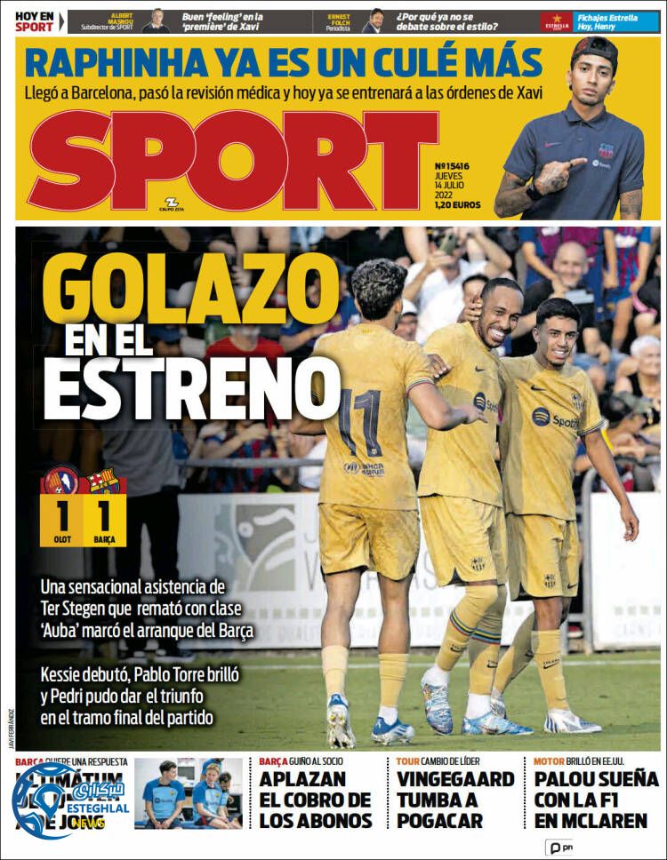 روزنامه ورزشی اسپورت پنجشنبه 23 تیر 1401