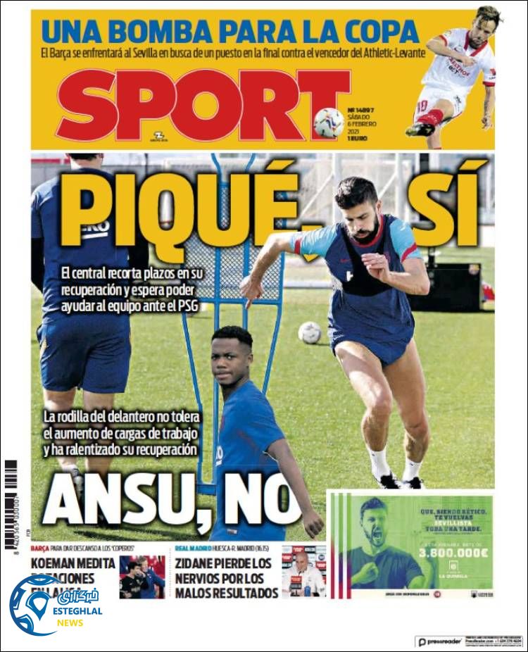 روزنامه ورزشی اسپورت شنبه 18 بهمن 1399