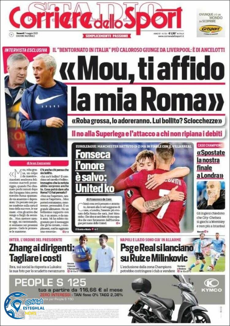 روزنامه  ورزشی کوریره دلو اسپورت جمعه 17 اردیبهشت 1400