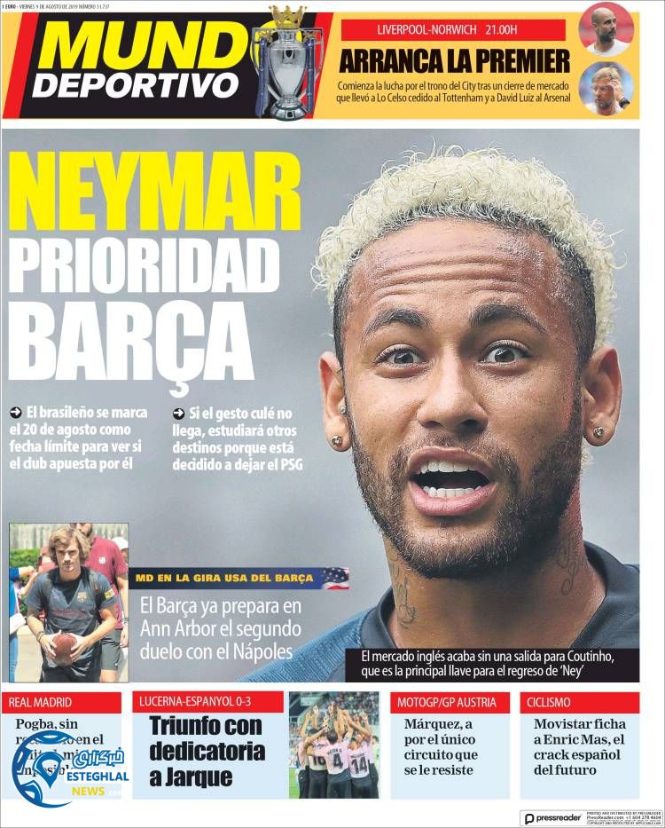 روزنامه ورزشی موندو دپورتیوو جمعه 18 مرداد 1398