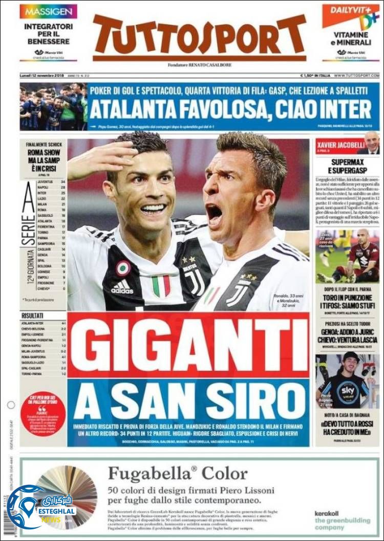 روزنامه ورزشی توتو اسپورت دوشنبه 21 آبان 1397