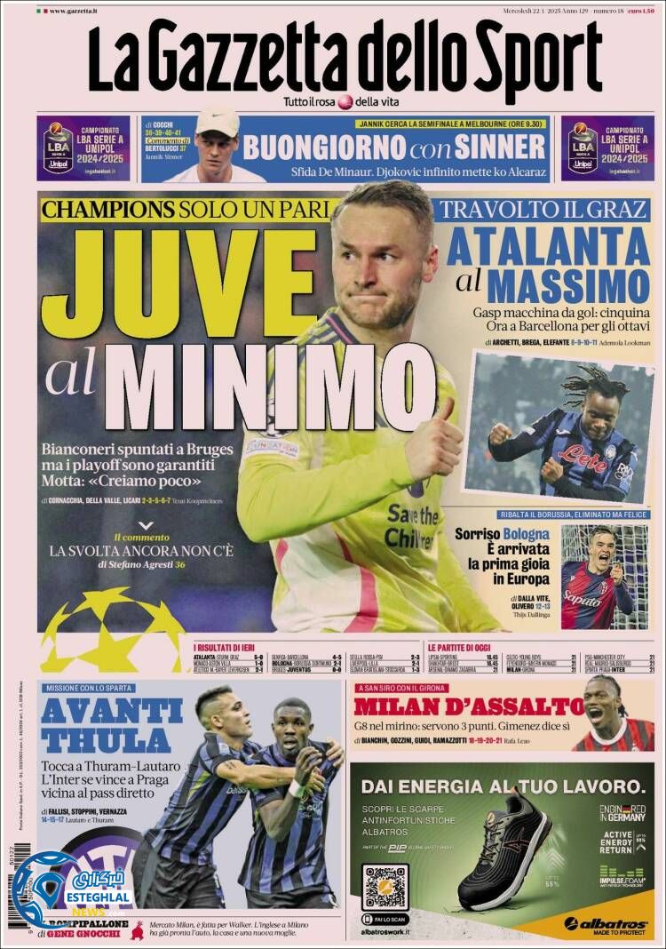 روزنامه  ورزشی  گاتزتا دلو اسپورت چهارشنبه 3 بهمن 1403  