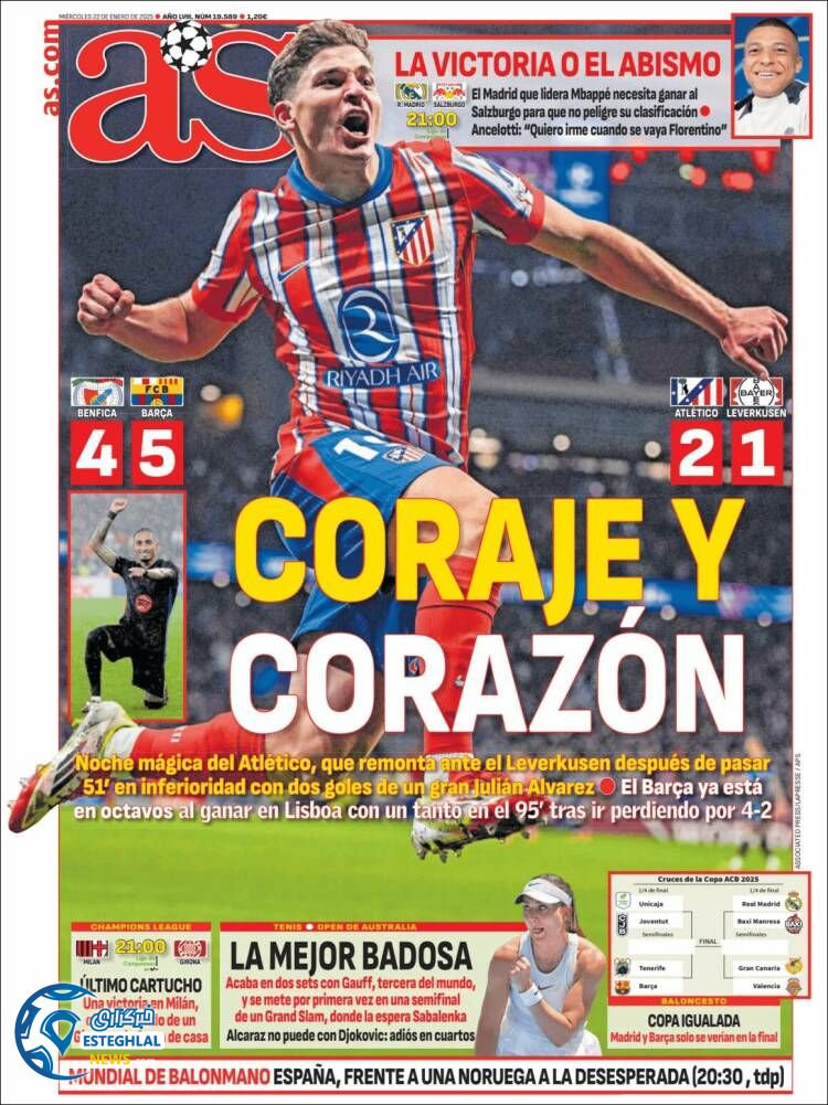 روزنامه  ورزشی آ اس چهارشنبه 3 بهمن 1403  