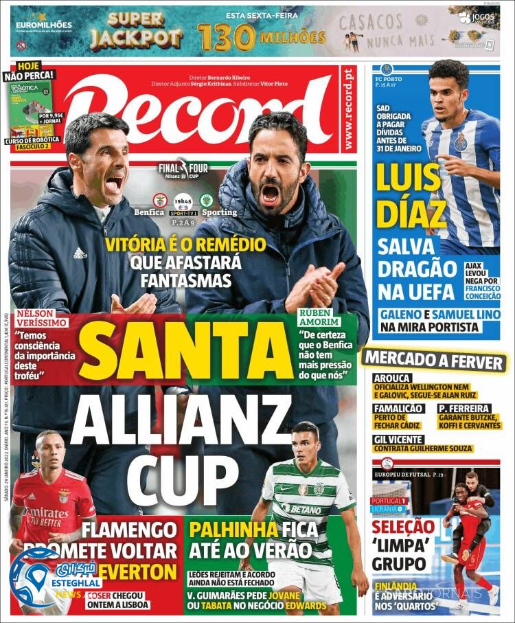 روزنامه ورزشی رکورد شنبه 9 بهمن 1400