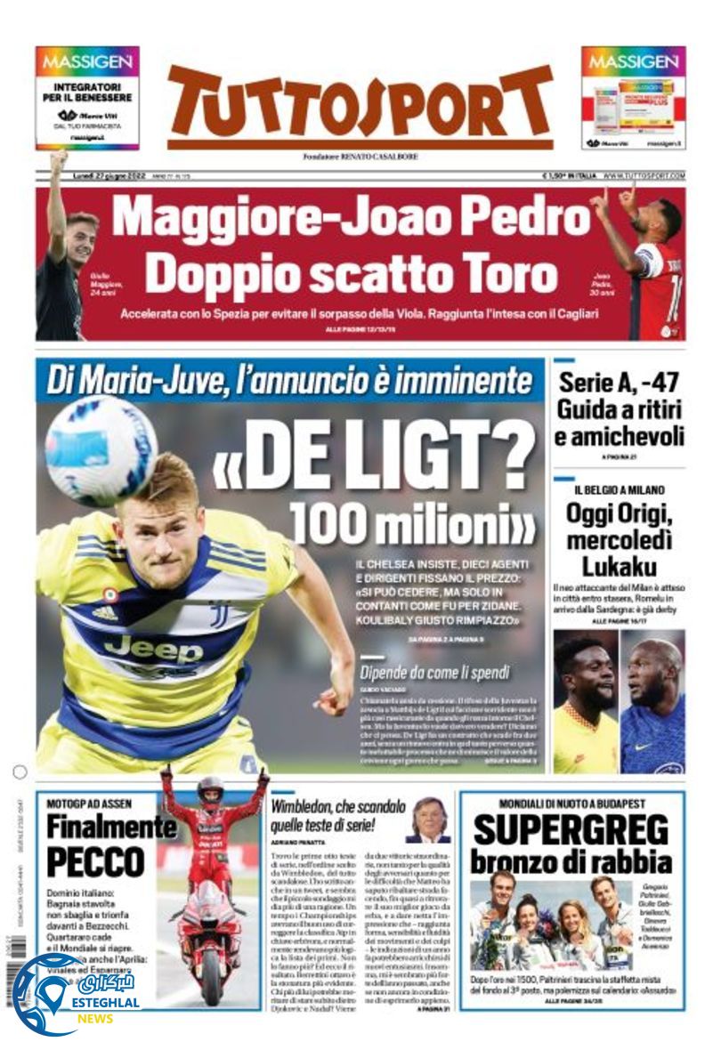 روزنامه ورزشی توتو اسپورت دوشنبه 6 تیر 1401