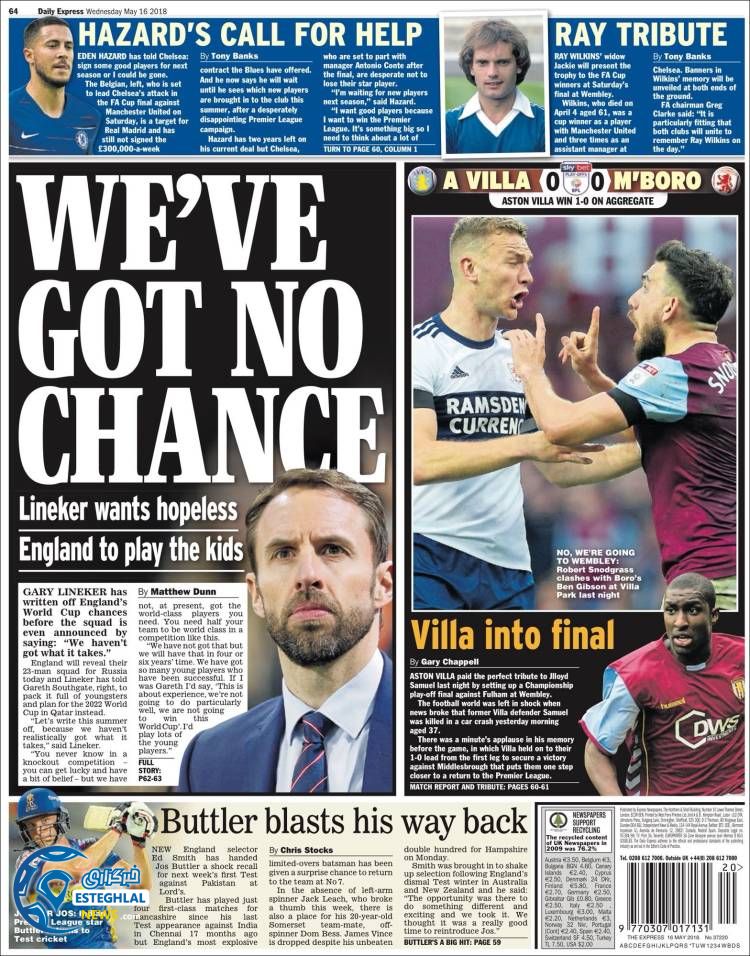 روزنامه اکسپرس اسپورت چهارشنبه 26 اردیبهشت 1397