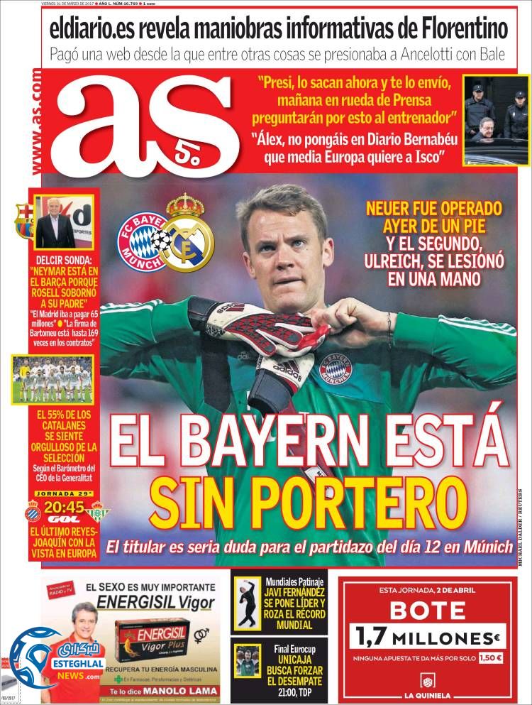 گیشه روزنامه های ورزشی جهان 11 فروردین