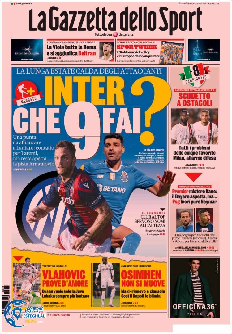 روزنامه ورزشی گاتزتا دلو اسپورت جمعه 20 مرداد 1402 