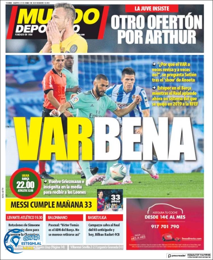 روزنامه ورزشی کموندو دپورتیوو سه شنبه 3 تیر 1399