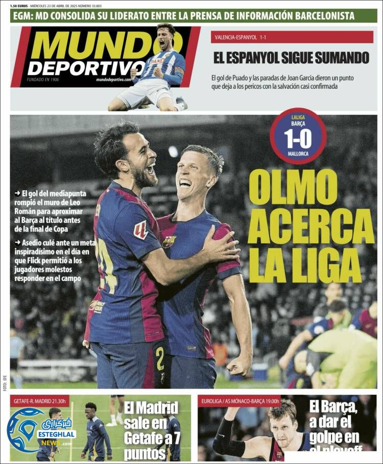 روزنامه ورزشی موندو دپورتیوو چهارشنبه 3 اردیبهشت 1404  