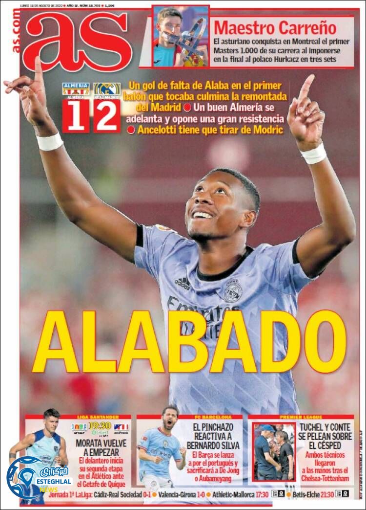 روزنامه ورزشی آ اس دوشنبه 24 مرداد 1401