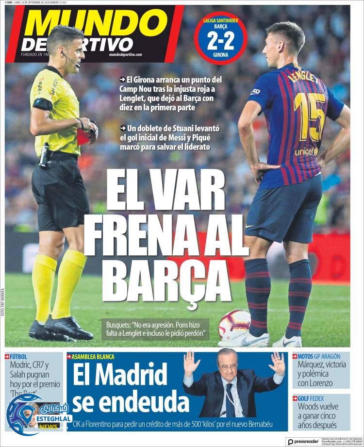 روزنامه ورزشی موندو دپورتیوو دوشنبه 2 مهر 1397