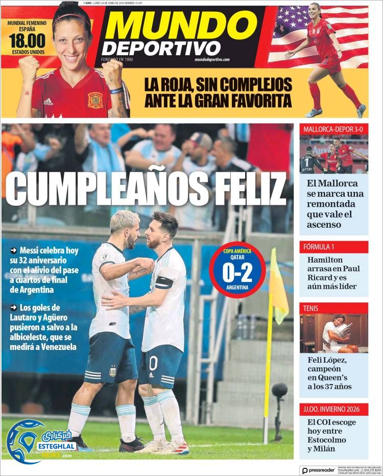روزنامه ورزشی موندو دپورتیوو دوشنبه 3 تیر 1398